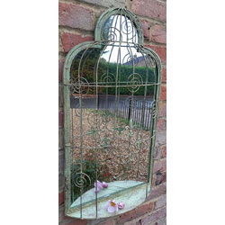 Small Image of Curtis Caged Mirror Wall Art Plaque For Garden Indoors Or Outdoors - 71cm Tall