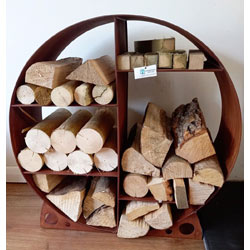 Small Image of Rustic Steel Round Log Store & Shelves