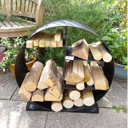 Extra image of Rustic Steel Round Log Store & Shelves