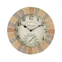 Small Image of Sandstone Stonegate Clock & Thermometer