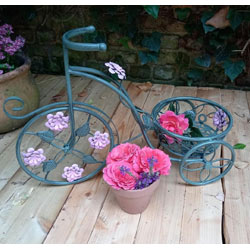 Small Image of Tricycle Plant Pot holder with Pink Flower motifs - 40cm tall