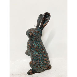 Extra image of Cast Iron Rabbit Sculpture - Antique Bronze Finish