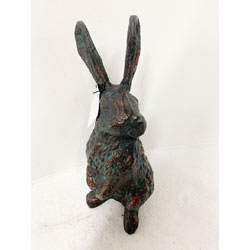 Extra image of Cast Iron Rabbit Sculpture - Antique Bronze Finish