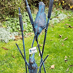 Small Image of Cast Iron Birds on Reeds Garden Statue - Aged Bronze Finish