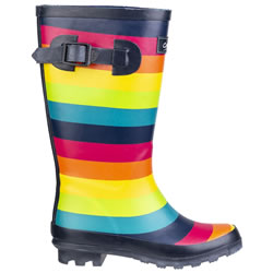 Small Image of Cotswold Kids Wellington Boots in Multicoloured Rainbow Print - UK 5