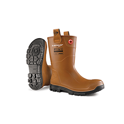 Small Image of Dunlop Brown/Black Purofort RigPRO Fur Lined Wellingtons