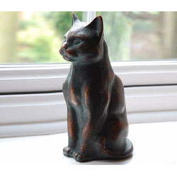 Small Image of Cast Iron Sitting Cat with a Hand Finished Bronze Patina