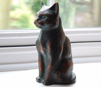 Image of Cast Iron Sitting Cat with a Hand Finished Bronze Patina