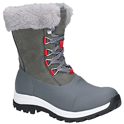Small Image of Muck Boot Women's Arctic Apres Lace up Boots in Grey/Red