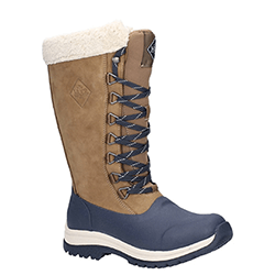 Small Image of Muck Boot Arctic Apres Tall Lace up Boot in Navy/Tan - UK 4