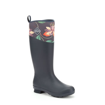 Image of Muck Boot Tremont Tall Wellingtons RHS Print - Navy / B&B Passiflora