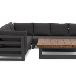 Extra image of LIFE Nevada Full Corner Sofa Set in Soltex Graphite - Teak Table