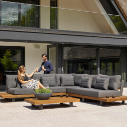 Small Image of Life Fitz Roy Teak Lounge Corner Sofa Set in Lava / Carbon