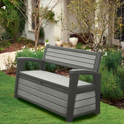 Small Image of Keter Hudson 260L Storage Bench - Grey