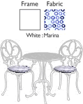Nova Juno 2 Seater Set (White, Marina Cushions)