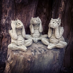 Small Image of Set of 3 Dragons Stone Ornaments