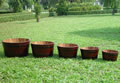 Five Piece Wooden Barrel Planter Set