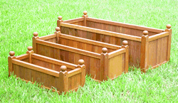 Three Piece Wooden Planter Set