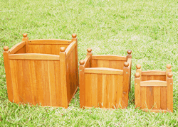 Three Piece Square Wooden Planter Set