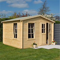 Small Image of Rowlinson Garden Retreat Log Cabin in a Natural Finish