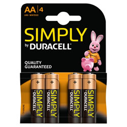 Small Image of Duracell AA Size Batteries - Pack of Four