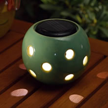 Solar Powered Garden Light Green Ceramic Sphere