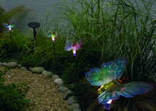 Solar Powered Garden Lights - Multi Coloured Butterfly Lights