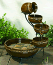 Brown Scroll Ceramic Cascade Solar Powered Water Feature
