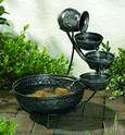 Embossed Pewter Cascade Solar Water Feature