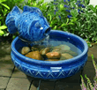 Blue Ceramic Fish Solar Powered Water Fountain
