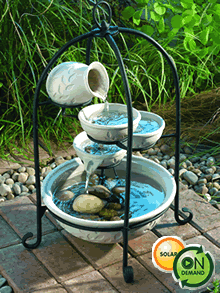 Solar Antique White Monro Water Feature