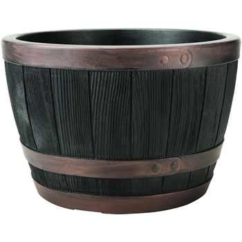 Image of Blenheim Black Oak & Copper Effect Half Barrel Planter - 40cm