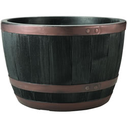 Small Image of Blenheim Black Oak & Copper Effect Half Barrel Planter - 61cm