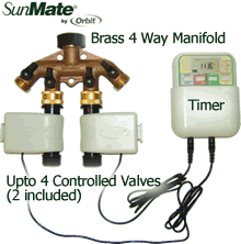 Sunmate Garden Watering Timer & 4 Way Manifold - 94932