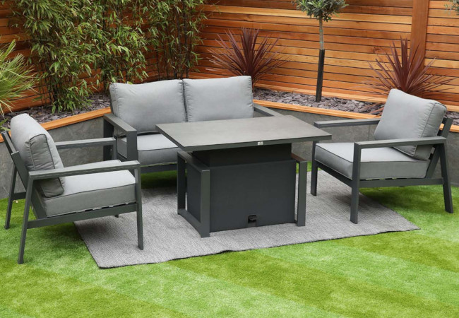 Image of Supremo Melbury 2 Seat Lounge Set with Adjustable Table in Grey