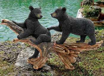 Image of Mischievous Bear Cubs Resin Garden Ornament by Design Toscano