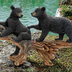 Small Image of Mischievous Bear Cubs Resin Garden Ornament by Design Toscano