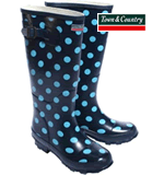 Town and Country Navy Spotty Wellies