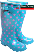 Town and Country Turquoise Spotty Wellies