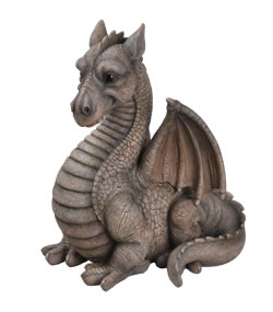 Image of Grey Winged Dragon - Resin Garden Ornament