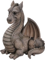 Small Image of Grey Winged Dragon - Resin Garden Ornament