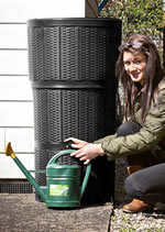 Black Rattan Effect Poly Water Butt - 150ltr