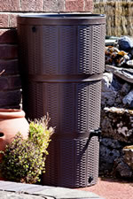 Oak Rattan Effect Poly Water Butt - 150ltr