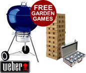 Weber One Touch Gold 57cm BBQ in Blue with Garden Games