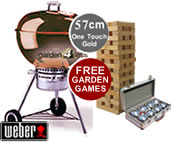 Weber One Touch Gold 57cm BBQ in Copper with Garden Games