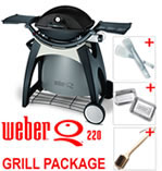 Weber Q220 Black Line with Permanent Cart & Grill Pack