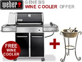 Weber Genesis E320 BBQ in Black with Free Wine Cooler