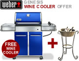 Weber Genesis E320 BBQ in Blue with Free Wine Cooler