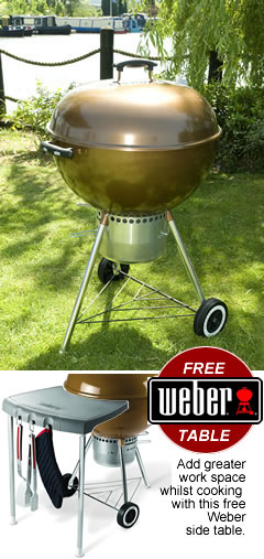 Weber One Touch Gold 57cm BBQ in Copper and Side Table