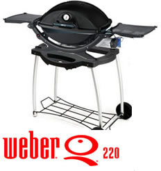 Weber Q220 Black Line with Rolling Cart